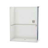 OPS-6030-RS - ADA U-Bar AcrylX Alcove Center Drain One-Piece Shower in White