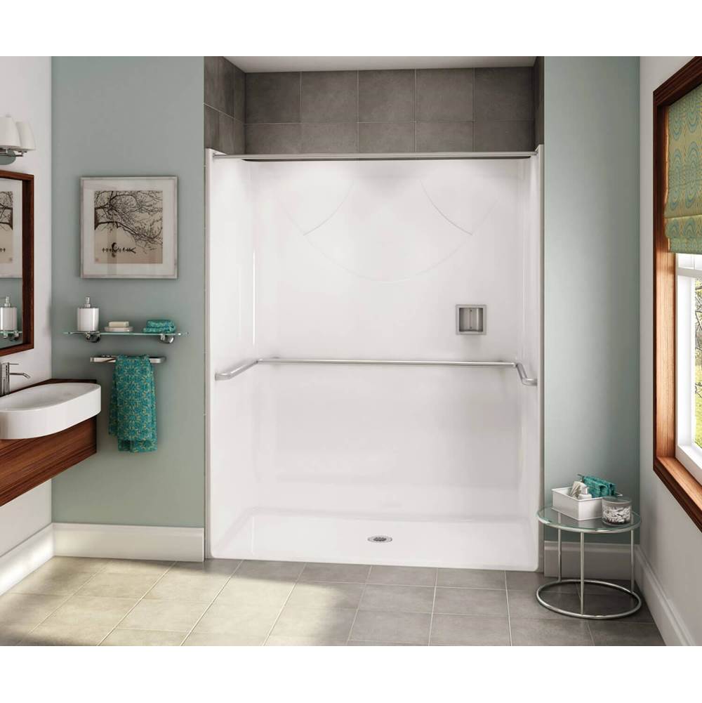 Maax - OPS-6030-RS - ADA U-Bar AcrylX Alcove Center Drain One-Piece Shower in White - White