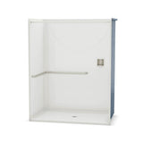 OPS-6036-RS - ADA L-Bar AcrylX Alcove Center Drain One-Piece Shower in White
