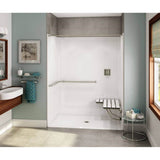 Maax - OPS-6036-RS - ADA Grab Bar and Seat AcrylX Alcove Center Drain One-Piece Shower in White - White