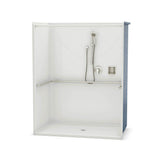 OPS-6036-RS ADA Compliant (without Seat) AcrylX Alcove Center Drain One-Piece Shower in White