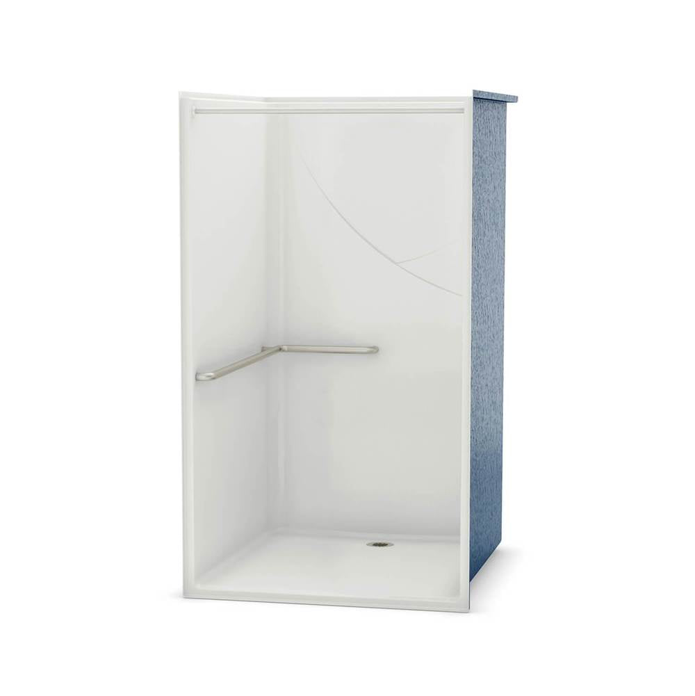 OPS-4248-RS - California Title 24 Grab Bar AcrylX Alcove Center Drain One-Piece Shower in White