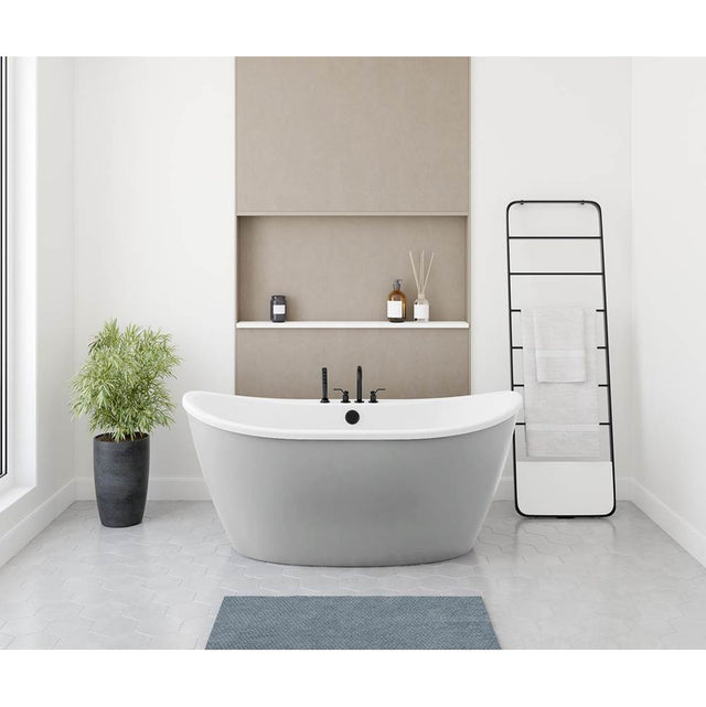 Maax - Delsia 6032 AcrylX Freestanding Center Drain Bathtub in White with Sterling Silver Skirt - Sterling Silver