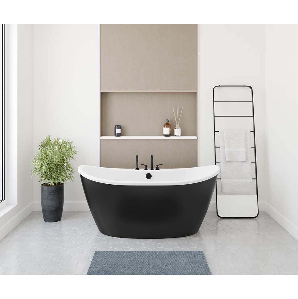 Maax - Delsia 6032 AcrylX Freestanding Center Drain Bathtub in White with Black Skirt - Black