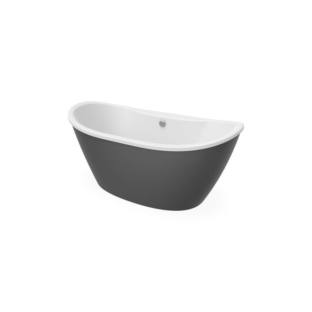 Delsia 6032 AcrylX Freestanding Center Drain Bathtub in White with Thundey Grey Skirt