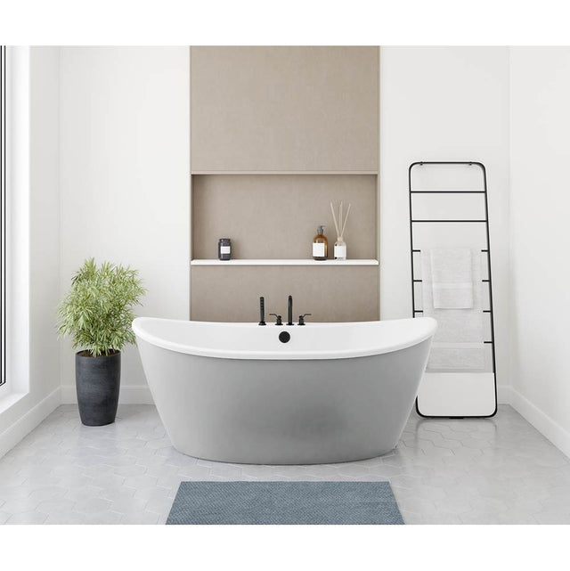 Maax - Delsia 6636 AcrylX Freestanding Center Drain Bathtub in White with Sterling Silver Skirt - Sterling Silver