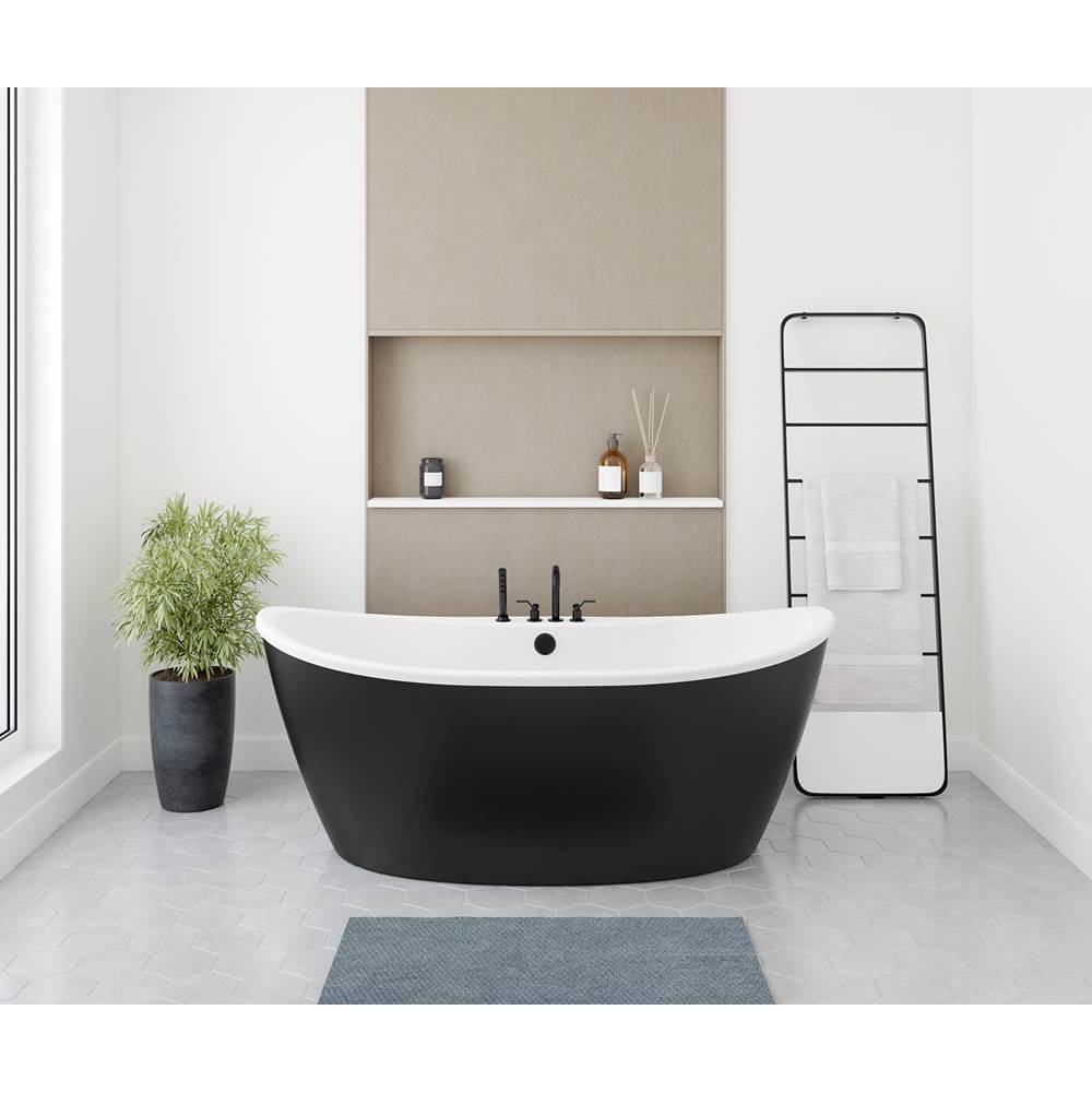 Maax - Delsia 6636 AcrylX Freestanding Center Drain Bathtub in White with Black Skirt - Black