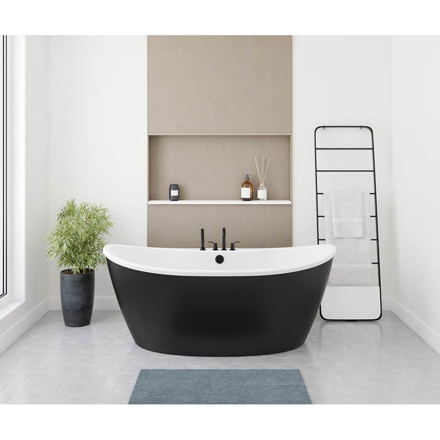 Maax - Delsia 6636 AcrylX Freestanding Center Drain Bathtub in White with Black Skirt - Black