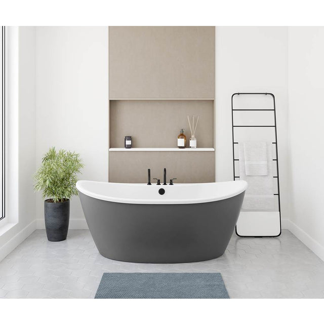 Maax - Delsia 6636 AcrylX Freestanding Center Drain Bathtub in White with Thundey Grey Skirt - Thunder Gray