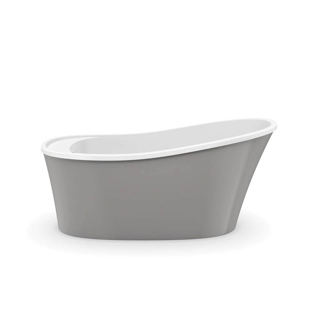 Maax - Ariosa 6032 Acrylic Freestanding End Drain Bathtub in White with Sterling Silver Skirt - Sterling Silver