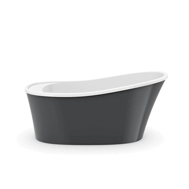 Maax - Ariosa 6032 Acrylic Freestanding End Drain Bathtub in White with Thunder Grey Skirt - Thunder Gray