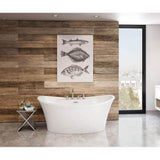 Ariosa 6636 Acrylic Freestanding Center Drain Bathtub in White with White Skirt