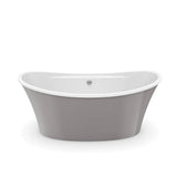 Ariosa 6636 Acrylic Freestanding Center Drain Bathtub in White with Sterling Silver Skirt