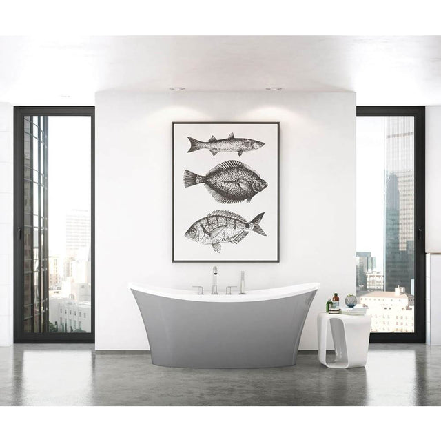 Maax - Ariosa 6636 Acrylic Freestanding Center Drain Bathtub in White with Sterling Silver Skirt - Sterling Silver