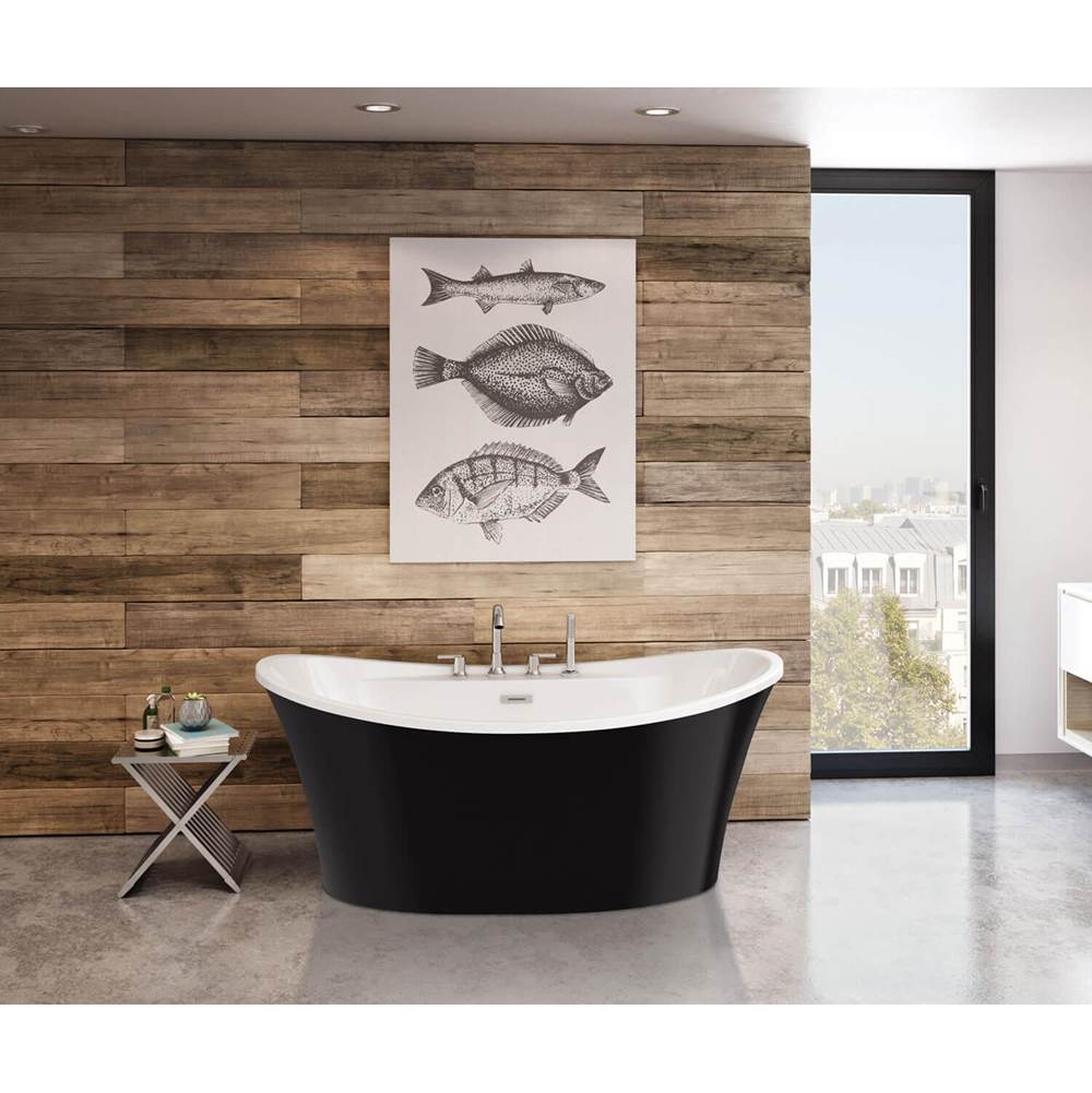 Maax - Ariosa 6636 Acrylic Freestanding Center Drain Bathtub in White with Black Skirt - Black