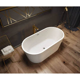Louie 5829 Acrylic Freestanding Center Drain Bathtub in White with White Skirt