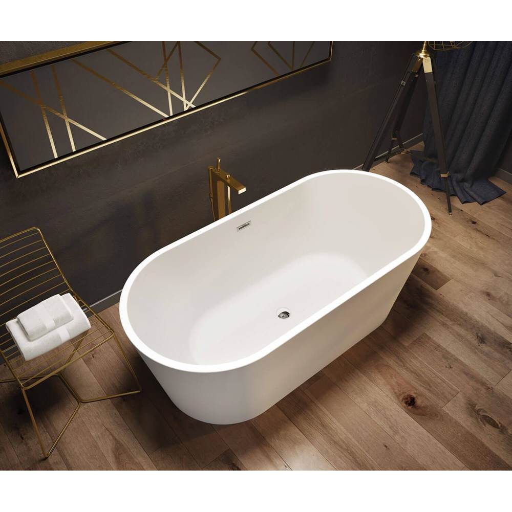 Louie 6731 Acrylic Freestanding Center Drain Bathtub in White with White Skirt