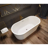 Louie 6731 Acrylic Freestanding Center Drain Bathtub in White with White Skirt