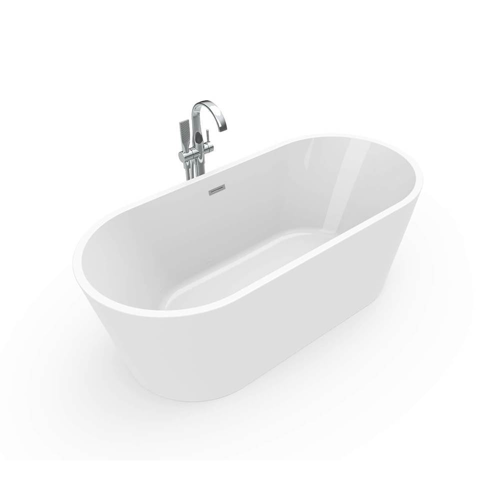 Louie 6731 Acrylic Freestanding Center Drain Bathtub in White with White Skirt