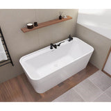 Oberto 6731 Acrylic Freestanding Center Drain Bathtub in White with White Skirt