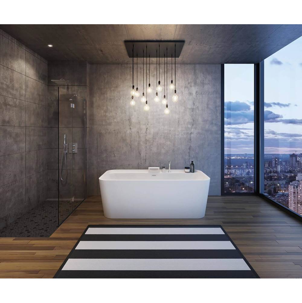 Oberto 6731 Acrylic Freestanding Center Drain Bathtub in White with White Skirt