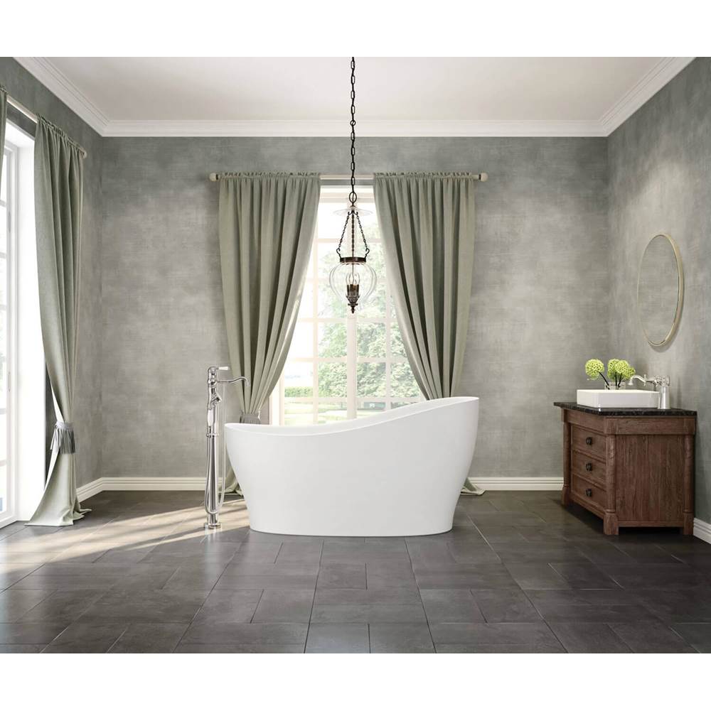 Maax - Joan 61 x 32 Acrylic Freestanding End Drain Bathtub in White with White Skirt - White