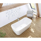 Villi 65 x 32 Acrylic Freestanding Center Drain Bathtub in White with White Skirt