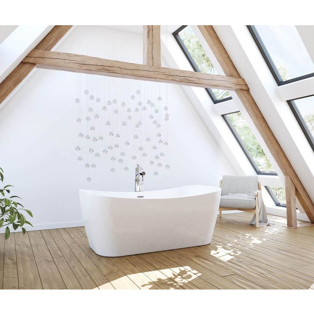 Villi 65 x 32 Acrylic Freestanding Center Drain Bathtub in White with White Skirt
