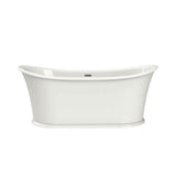 Elina 66 x 34 Acrylic Freestanding Center Drain Bathtub in White with White Skirt