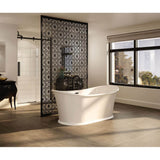 Elina 66 x 34 Acrylic Freestanding Center Drain Bathtub in White with White Skirt