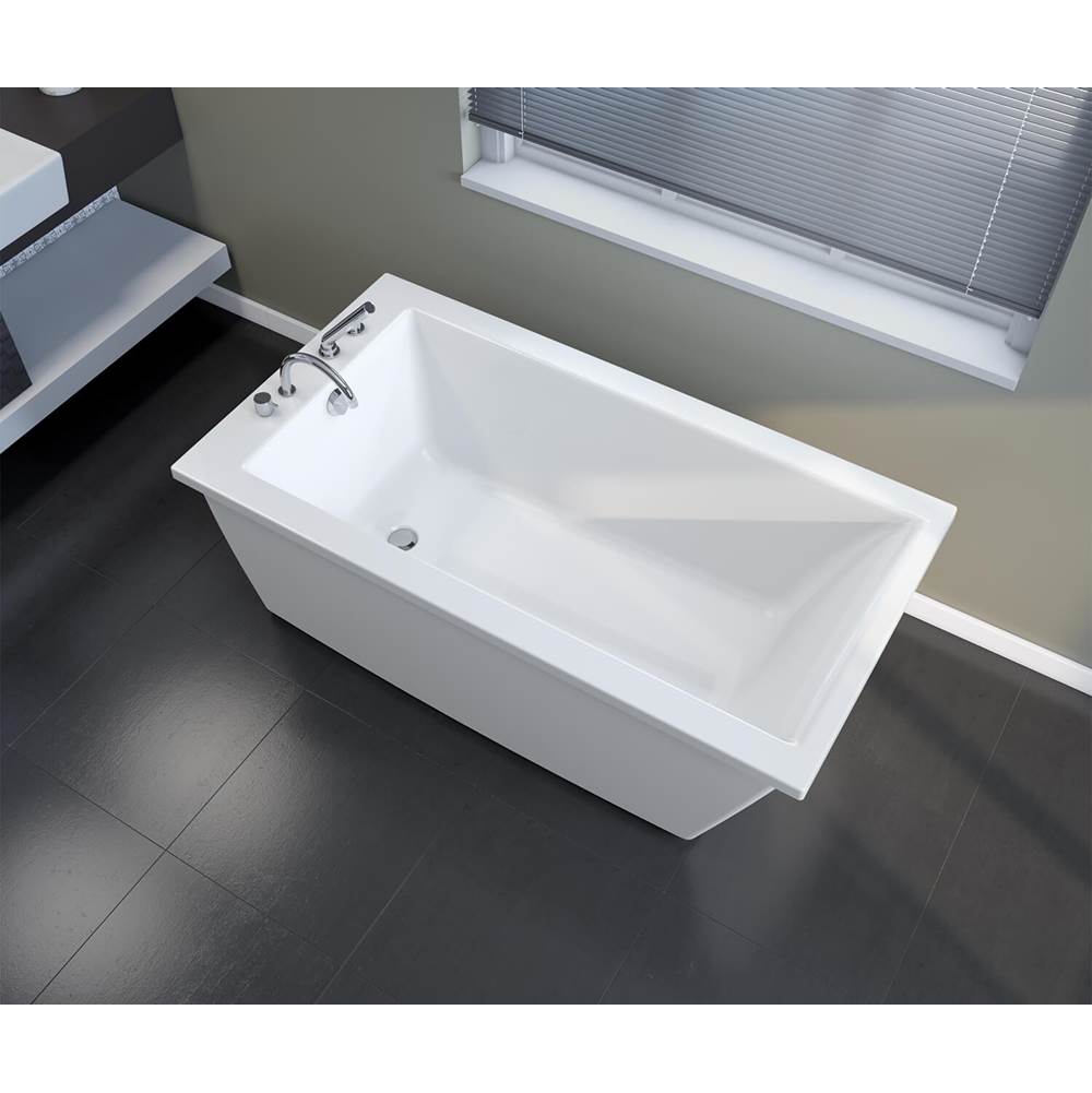 Elinor 60 x 32 AcrylX Freestanding End Drain Bathtub in White with White Skirt