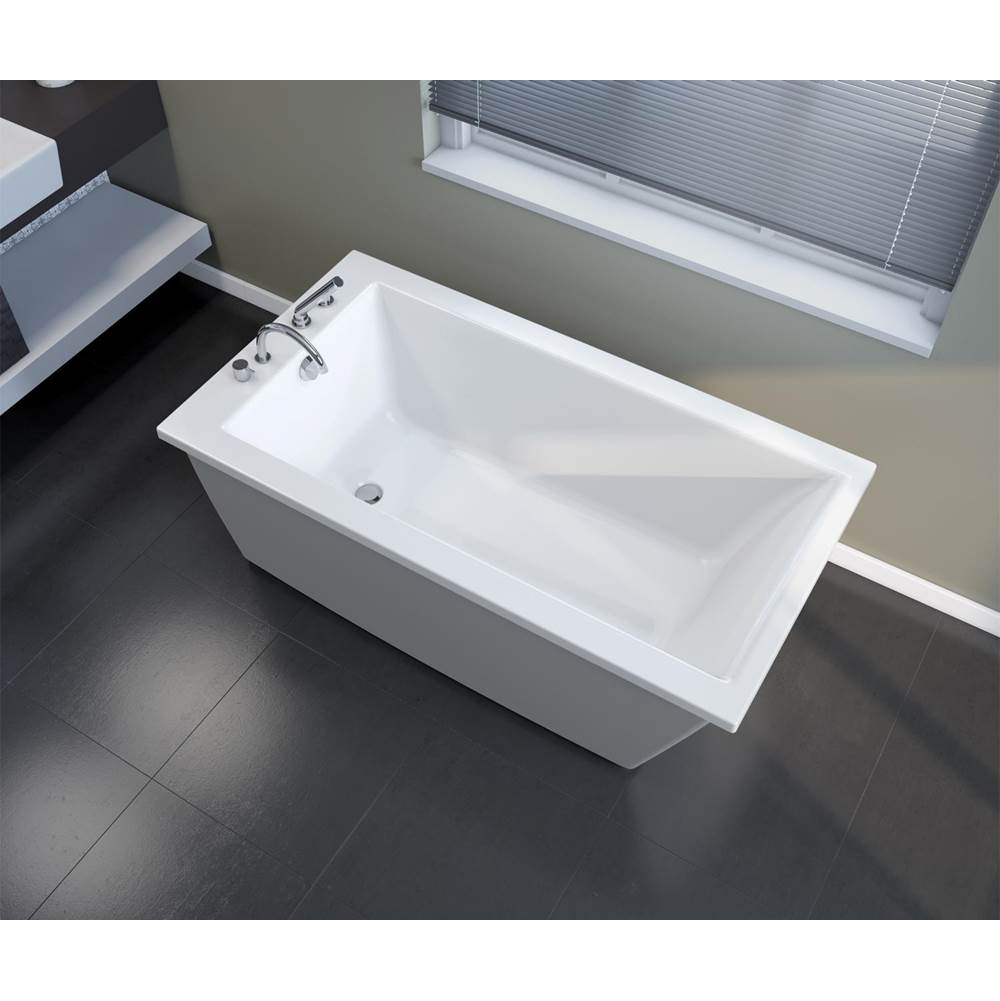 Elinor 6032 AcrylX Freestanding End Drain Bathtub in White with Sterling Silver Skirt