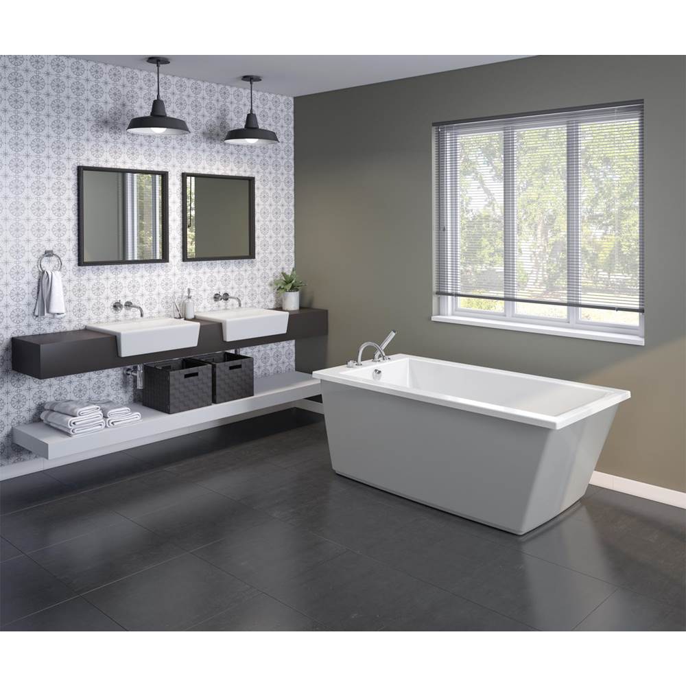 Maax - Elinor 6032 AcrylX Freestanding End Drain Bathtub in White with Sterling Silver Skirt - Sterling Silver