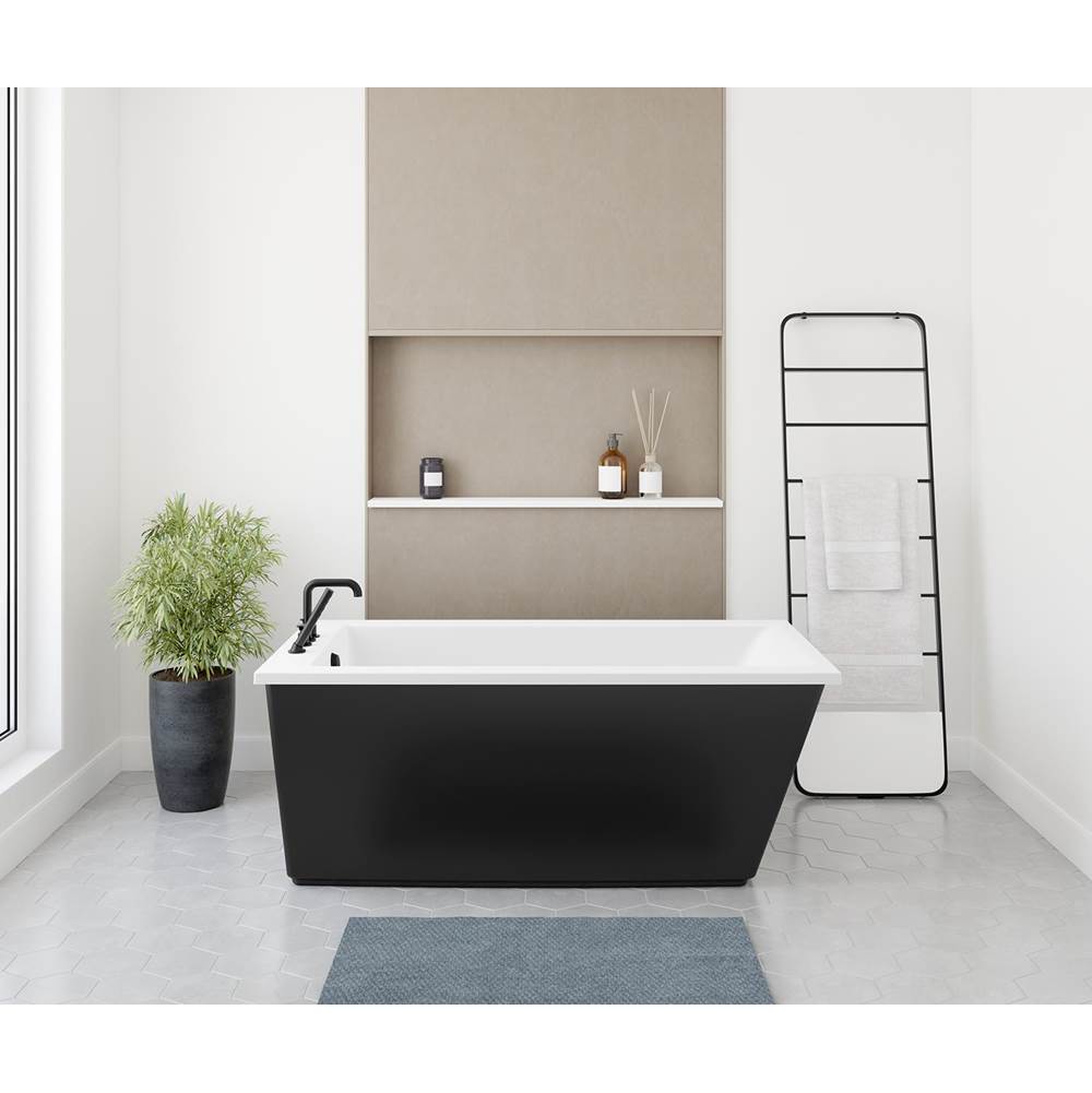 Maax - Elinor 6032 AcrylX Freestanding End Drain Bathtub in White with Black Skirt - Black