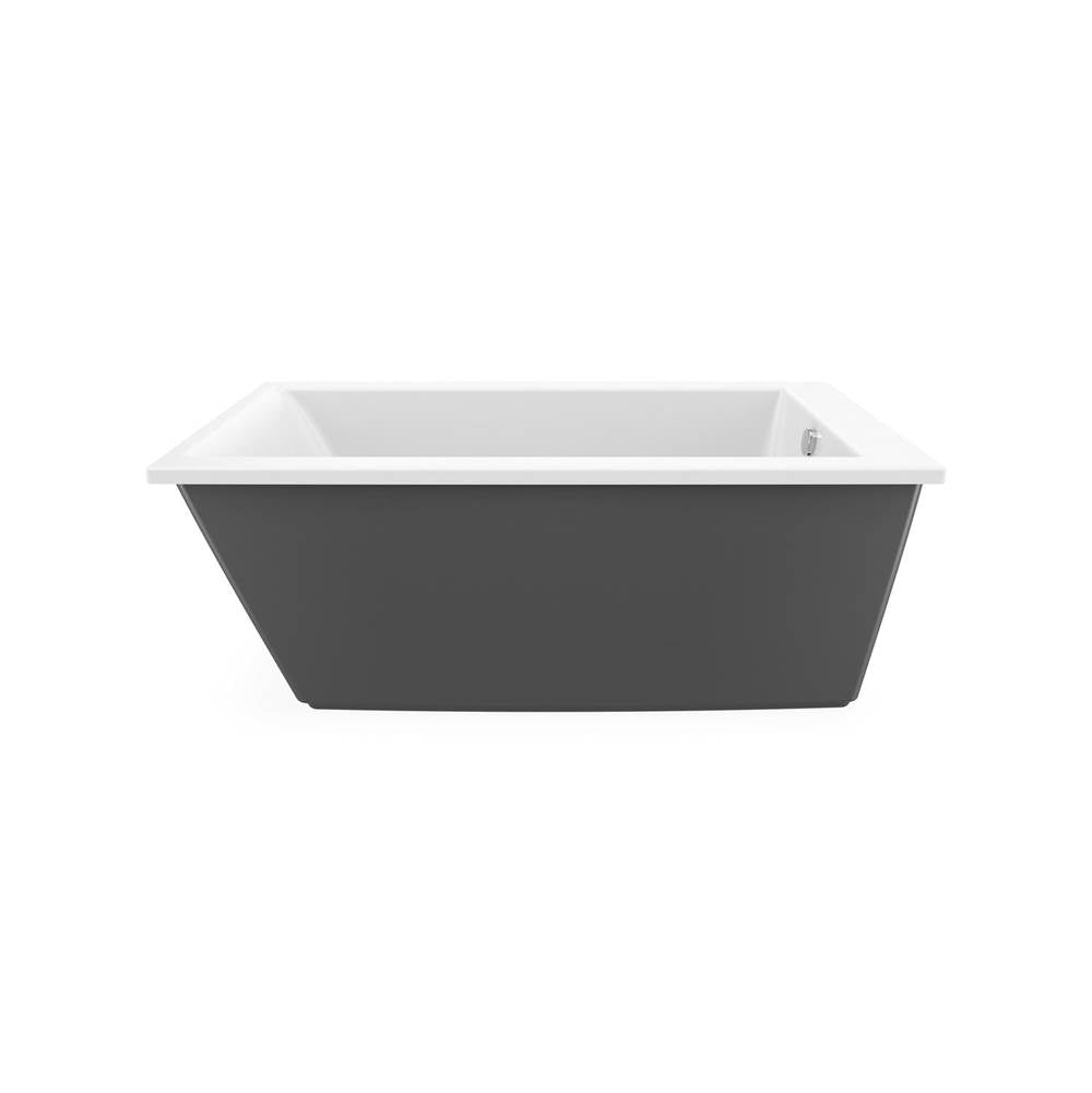 Elinor 6032 AcrylX Freestanding End Drain Bathtub in White with Thundey Grey Skirt
