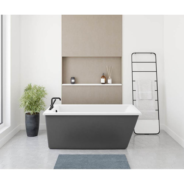Maax - Elinor 6032 AcrylX Freestanding End Drain Bathtub in White with Thundey Grey Skirt - Thunder Gray