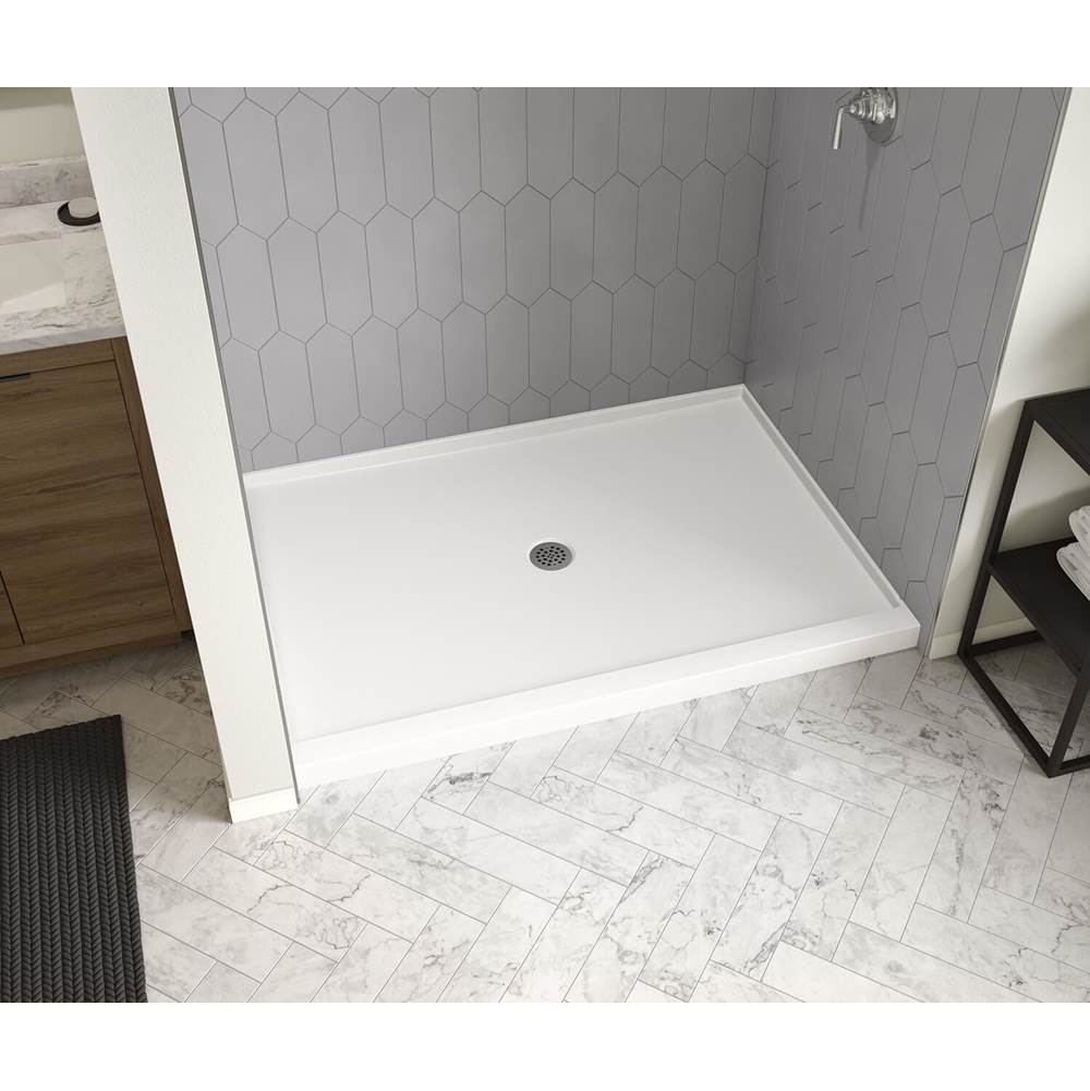 Icon 6042 AcrylX Alcove Shower Base with Center Drain in White