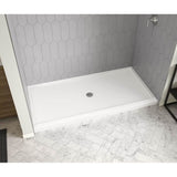 Icon 7236 AcrylX Alcove Shower Base with Center Drain in White