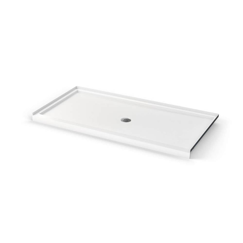 Icon 7236 AcrylX Alcove Shower Base with Center Drain in White