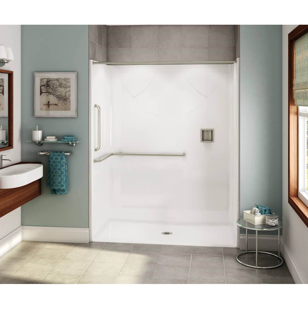 Maax - OPS-6030 - ANSI Grab Bar AcrylX Alcove Center Drain One-Piece Shower in White - White