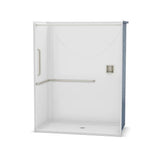 OPS-6030-RS - ANSI Grab Bar AcrylX Alcove Center Drain One-Piece Shower in White