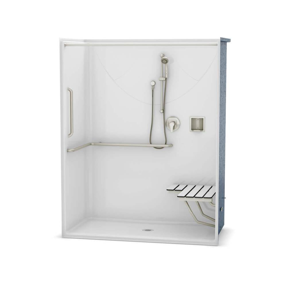 OPS-6030-RS - ANSI Compliant AcrylX Alcove Center Drain One-Piece Shower in White