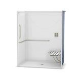 OPS-6036 - ANSI Grab Bar and seat AcrylX Alcove Center Drain One-Piece Shower in White