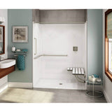 Maax - OPS-6036 - ANSI Grab Bar and seat AcrylX Alcove Center Drain One-Piece Shower in White - White