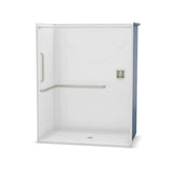 OPS-6036-RS - ANSI Grab Bar AcrylX Alcove Center Drain One-Piece Shower in White