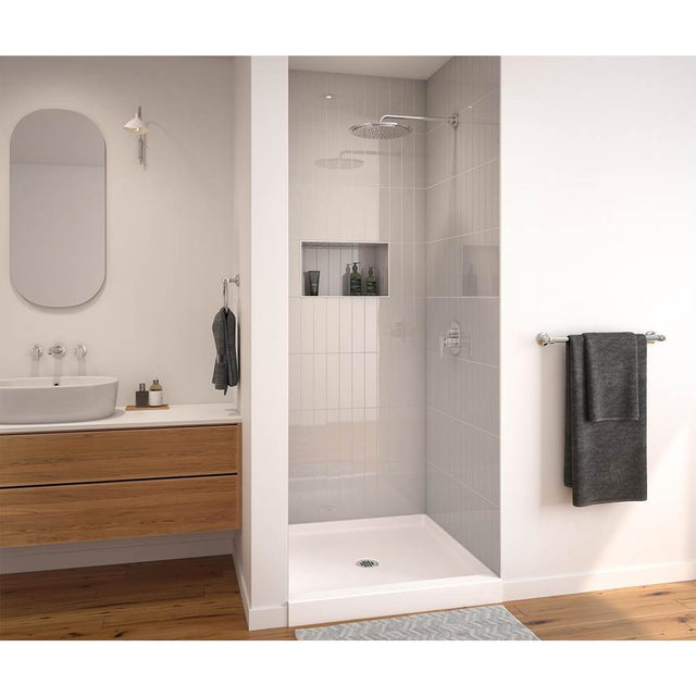 Maax - SPL 3838 AcrylX Alcove Shower Base with Center Drain in Biscuit - Biscuit