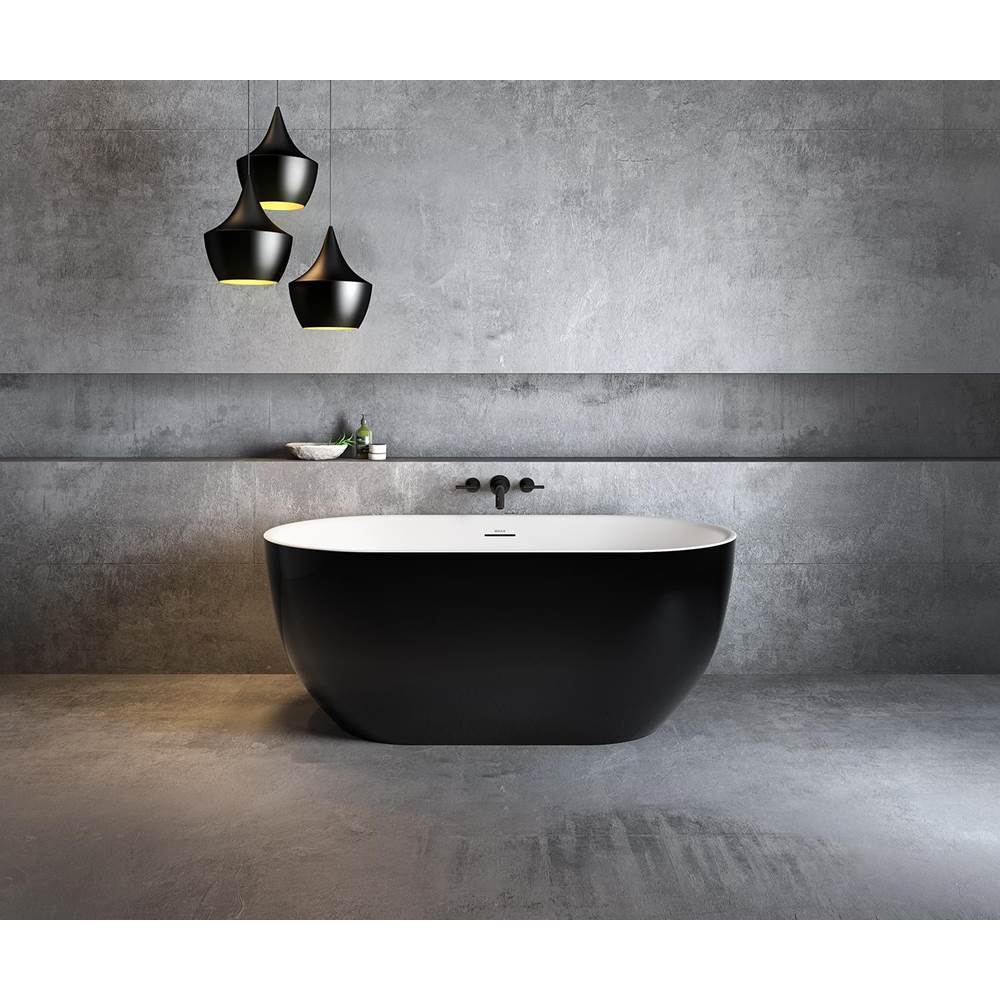 Maax - Tosca 5932 Acrylic Freestanding Center Drain Bathtub in White with Black Skirt - Black