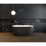 Maax - Tosca Matte 5932 Acrylic Freestanding Center Drain Bathtub in Matte White with Matte Black Skirt - Matte Black