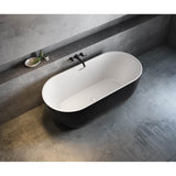 Tosca 6732 Acrylic Freestanding Center Drain Bathtub in White with Black Skirt