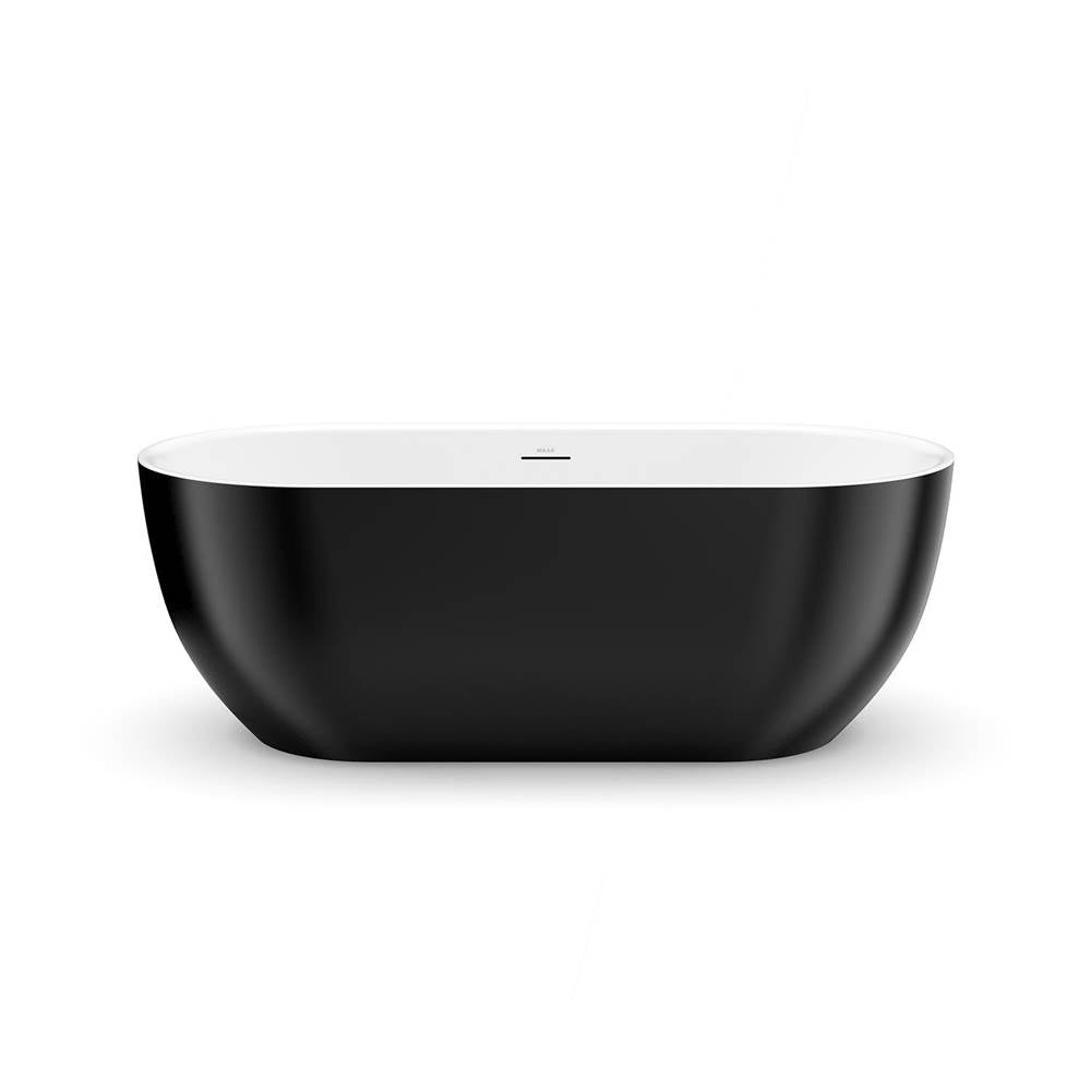 Tosca 6732 Acrylic Freestanding Center Drain Bathtub in White with Black Skirt